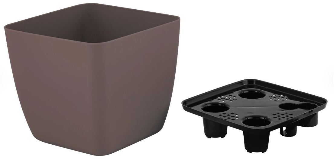 Горшок с дренажной вставкой InGreen Vienna, 1,5л, квадратный, горький шоколад                           